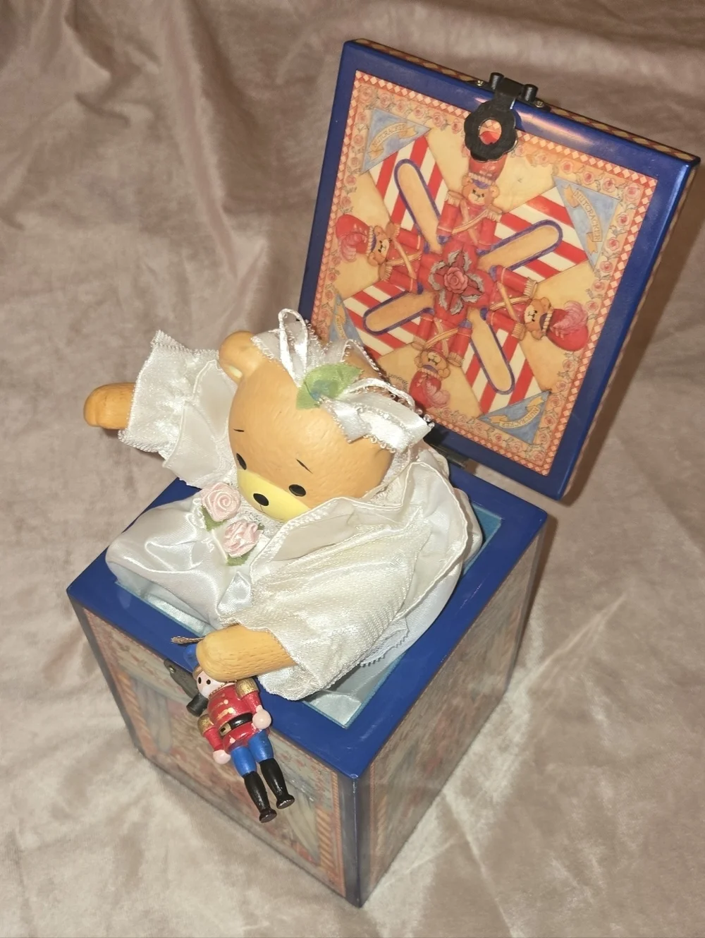 VTG Lucy & Me Nutcracker Suite Clara Musical Jack-in-the-Box with Teddy Bride